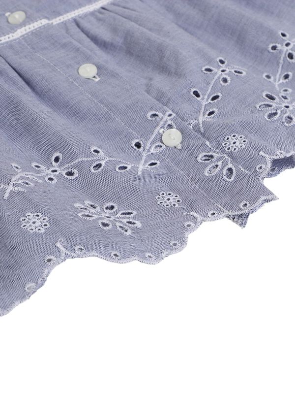 Girls White & Light Blue Sleeveless Woven Top image number 3